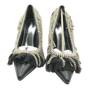 Dazzling Black and Silver Embellished Heels